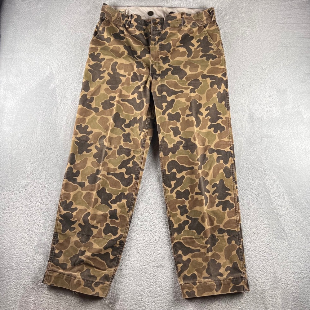 VTG LL Bean Freeport Maine Duck Camo Pants Mens 38 fits 35x29 Canvas USA Made